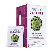 Nutra Cleanse Artichoke & Dandelion Root tea packaging on a white background
