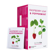 NutraTea Raspberry Leaf & Peppermint tea packaging on a white background