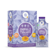 Omega 3 skin, hair, and immunity smoothie packaging on a white background