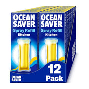 Ocean Saver Spray Refill packaging for kitchen use, displayed in a 12-pack format.