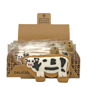 Packaged cow-shaped cookies with 'Original Biscuit Bakers' branding on a white background
