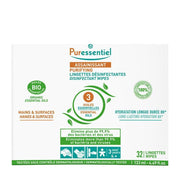 Puressentiel disinfectant wipes packaging with green and white design