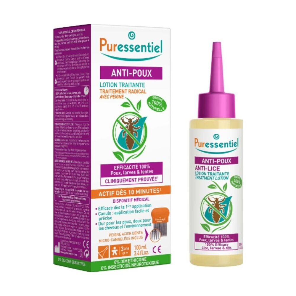 Puressentiel Anti-Lice treatment packaging and bottle on a white background