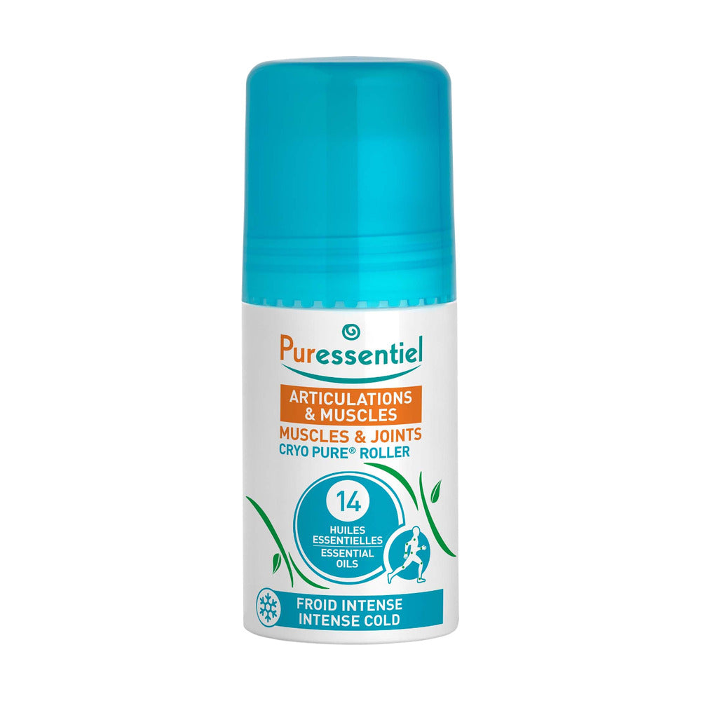 Puressentiel cryo roller for articulations and muscles on a white background
