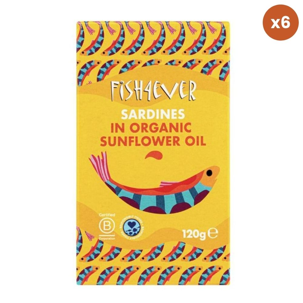 Fish4Ever Sardines in Organic Sunflower Oil 6 x 120g