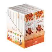 Box of Snacksy Raw Bar snacks with a focus on raw cocoa salted caramel flavor.