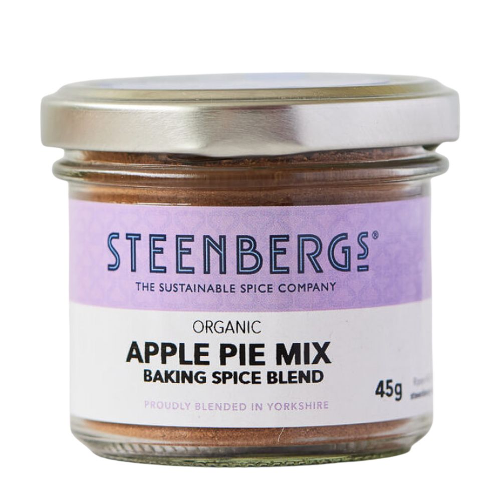 Jar of Steenbergs Organic Apple Pie Mix on a white background