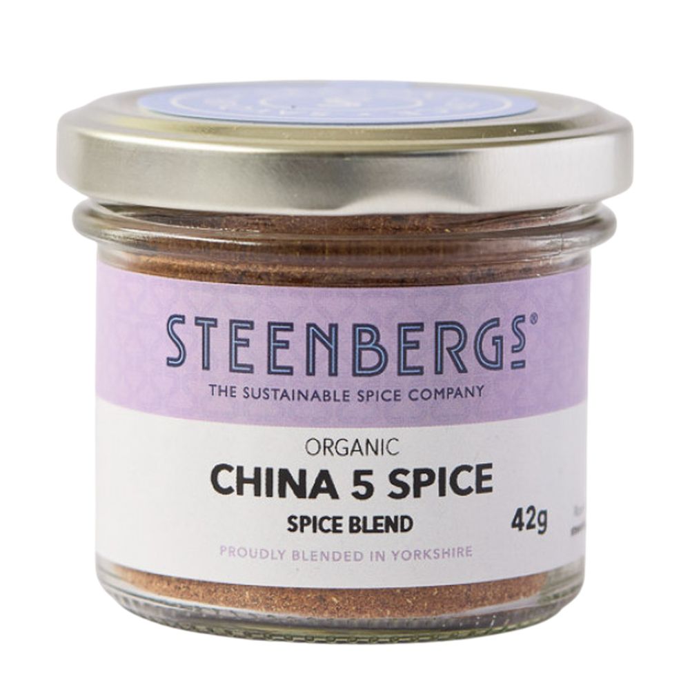 Steenbergs Organic China 5 Spice spice blend jar on a white background