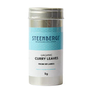 Steenbergs organic curry leaves container on a white background