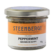 Steenbergs organic peppermint jar on a white background