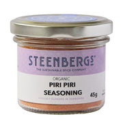 Steenbergs Organic Piri Piri Seasoning jar on a white background