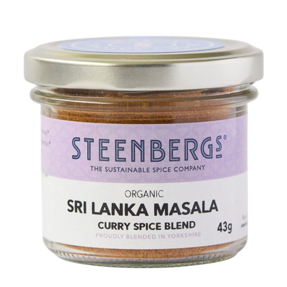 Steenbergs Sri Lanka Masala curry spice blend jar on a white background