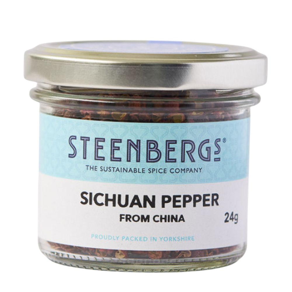 Steenbergs Sichuan Pepper jar on a white background