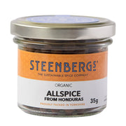 Steenbergs organic allspice jar on a white background