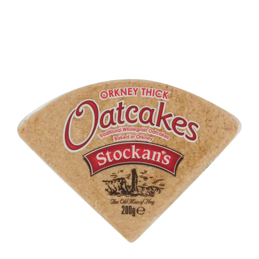Orkney Thick Oatcakes package with Stockan's branding on a white background
