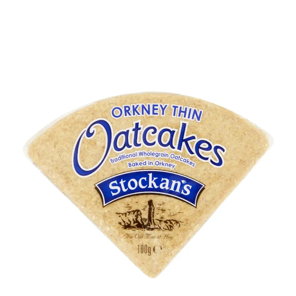 Orkney Thin Oatcakes package with Stockan's branding on a white background