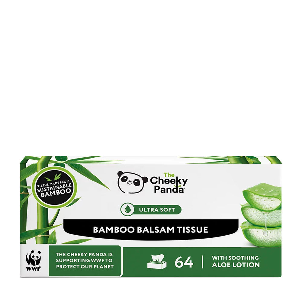 Box of Bamboo Balsam Tissue by The Cheeky Panda with WWF logo on a white background