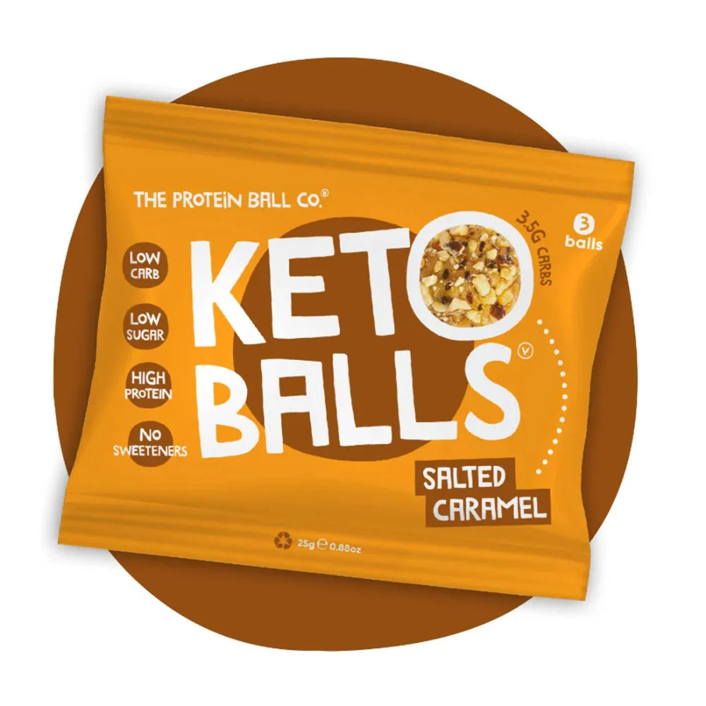 Keto Balls packaging with 'The Protein Ball Co.' branding on a white background