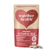 Together Health Organic Vitamin B12 supplement packaging with two capsules on a white background