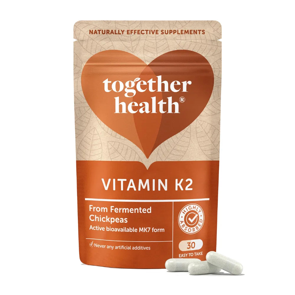 Vitamin K2 supplement package with 'Together Health' branding on a white background