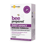Box of 'bee prepared' Daily Defence Immune Formula by Unbelievable Health on a white background