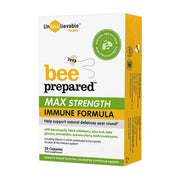 Box of 'bee Prepared' Max Strength Immune Formula by Unbeelievable Health on a white background
