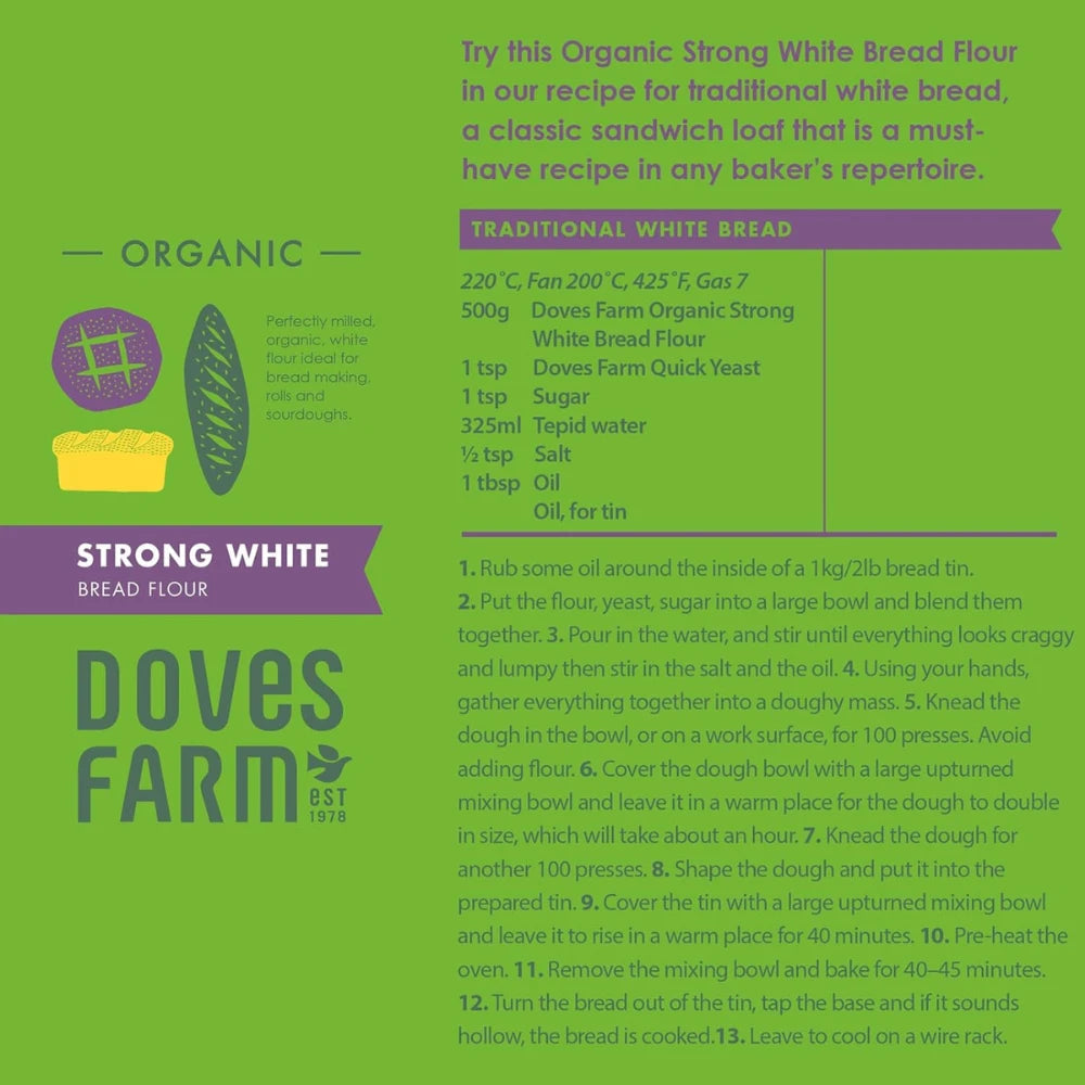 Doves Farm Organic Strong White Bread Flour 5 x 1.5Kg