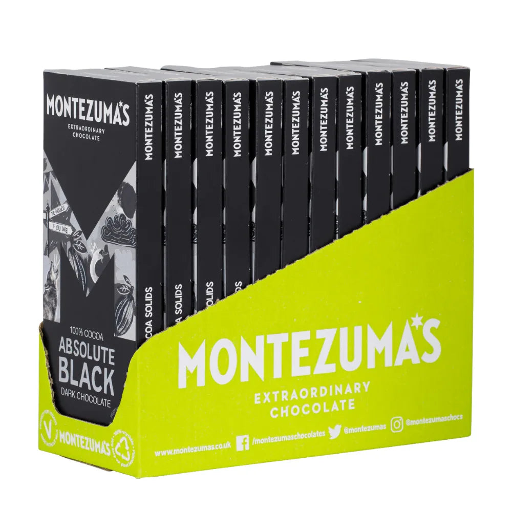 Montezuma Absolute Black 100% Cocoa Chocolate 12 x 90g