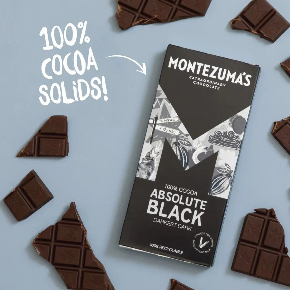 Montezuma Absolute Black 100% Cocoa Chocolate 12 x 90g
