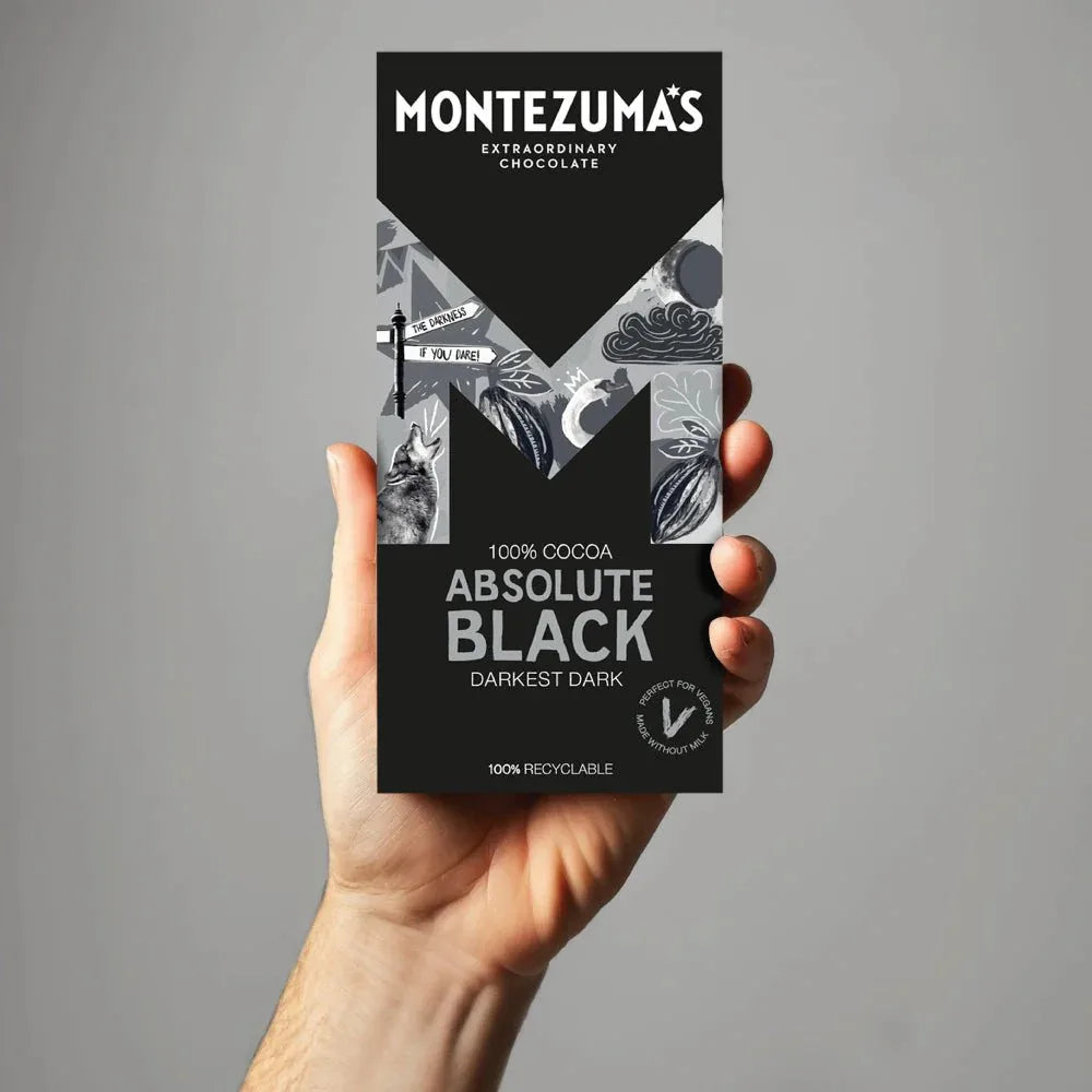 Montezuma Absolute Black 100% Cocoa Chocolate 12 x 90g