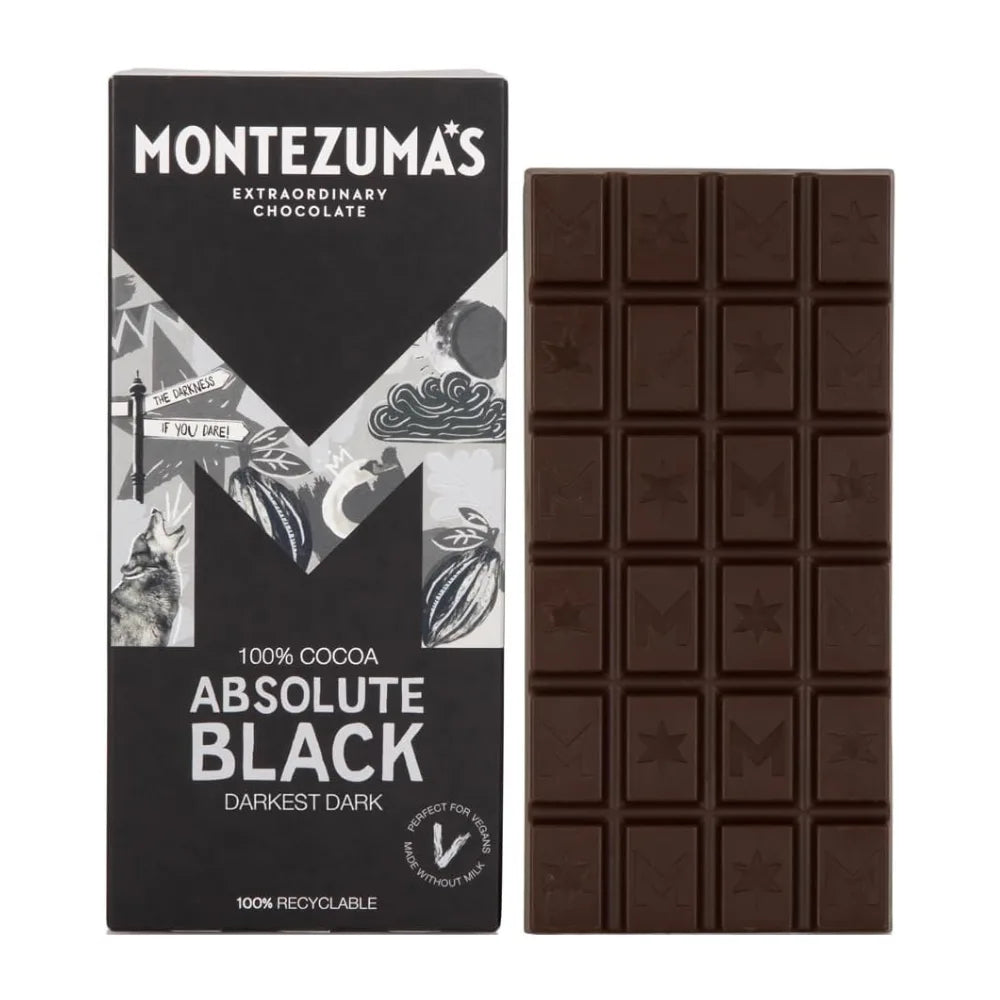 Montezuma Absolute Black 100% Cocoa Chocolate 12 x 90g