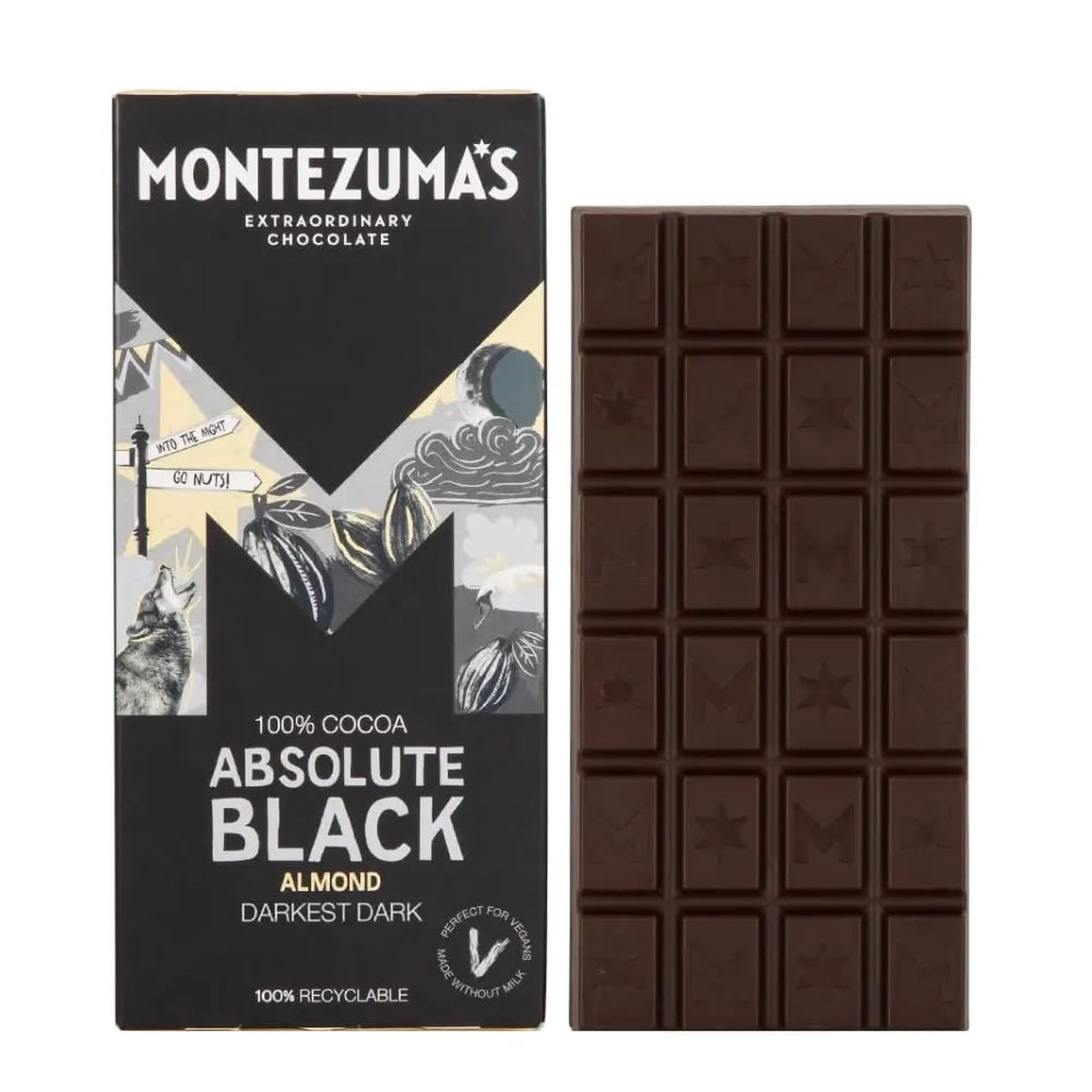 Montezuma Absolute Black Chocolate with Almonds 12 x 90g
