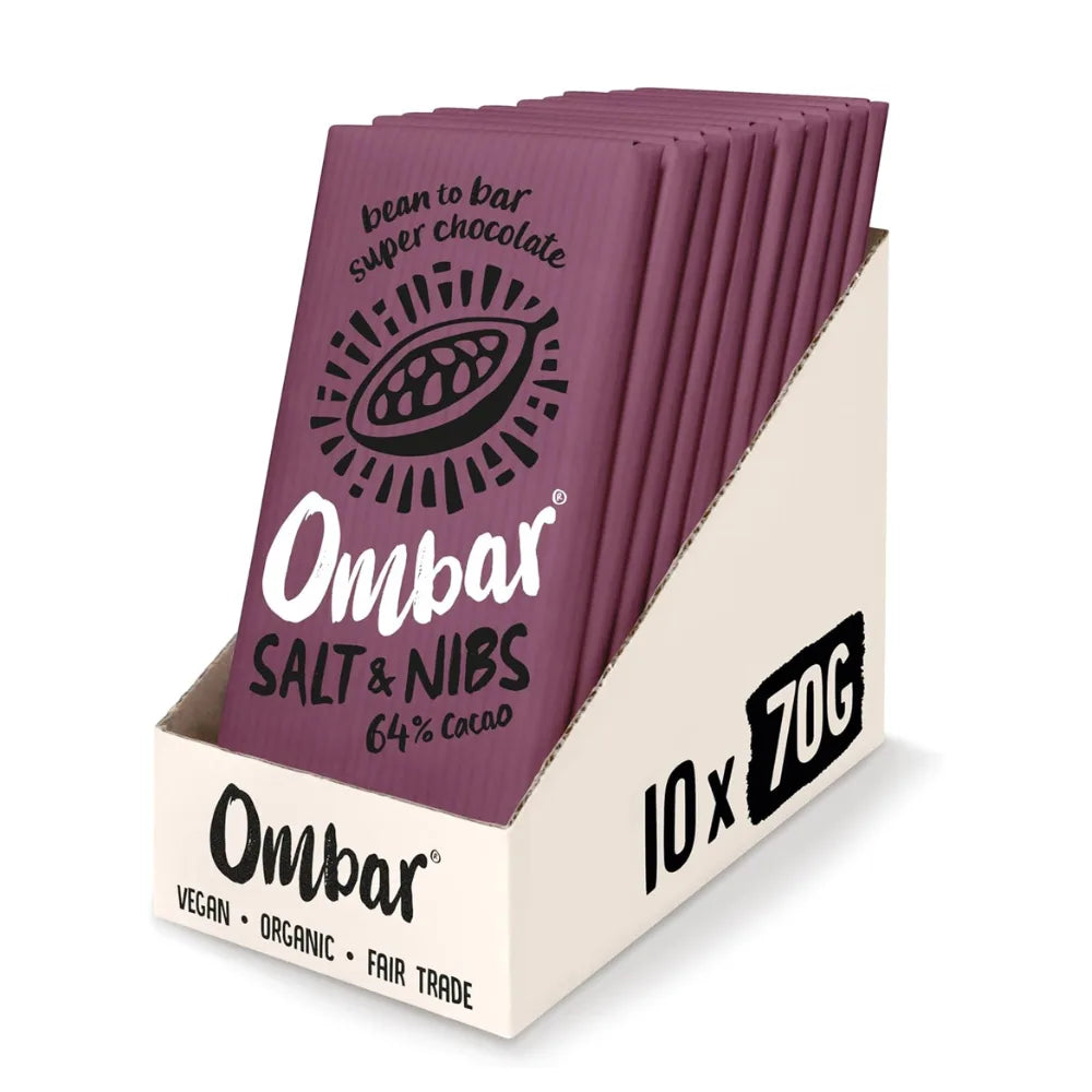 Ombar Salt & Nibs Chocolate Bars 10 x 70g