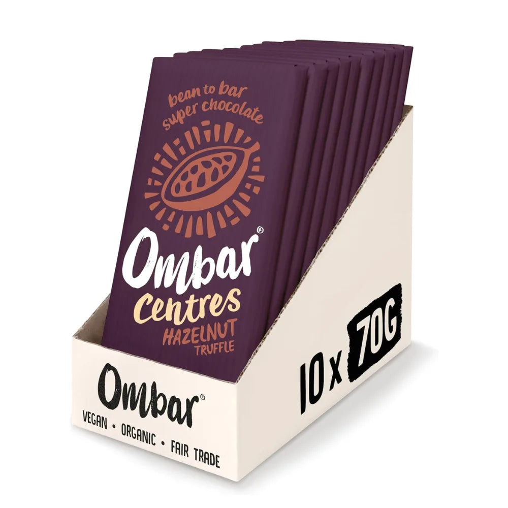 Ombar Centres Hazelnut Truffle Chocolate Bars 10 x 70g