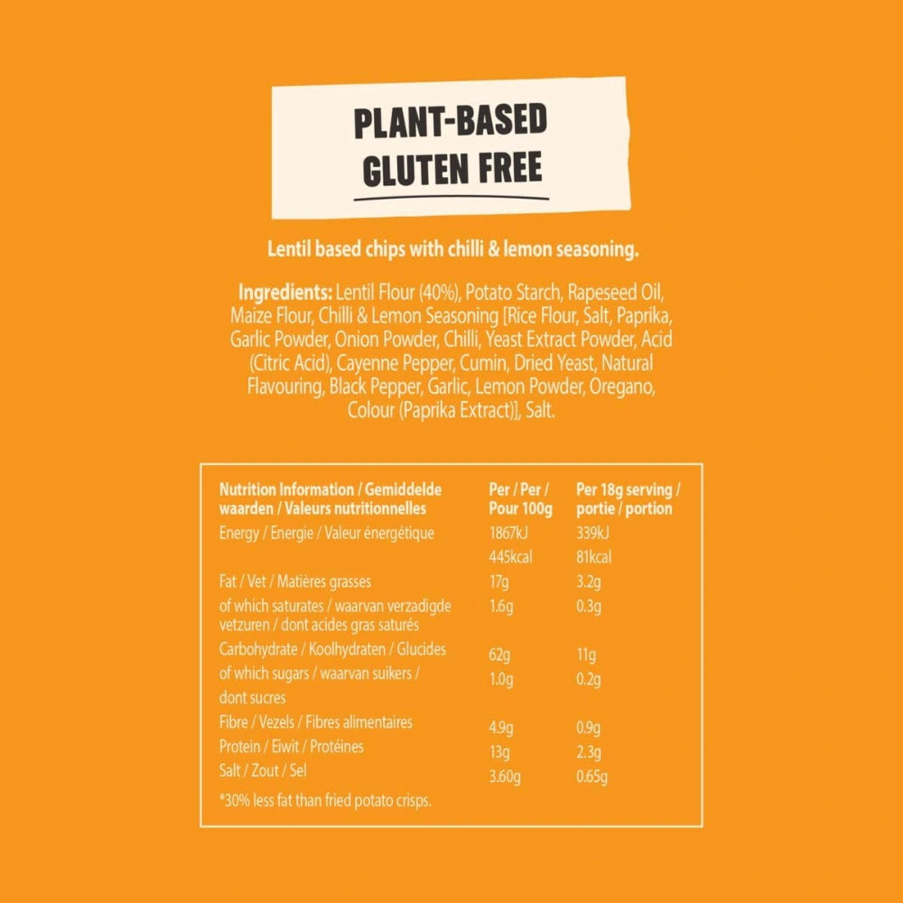 Eat Real Lentil Chips Chilli & Lemon 10 x 95g