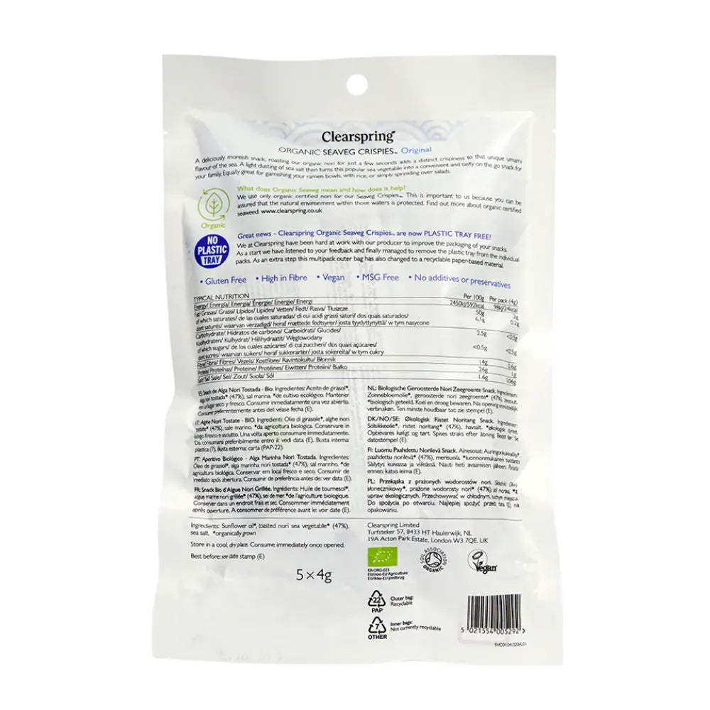 Clearspring Organic Seaveg Crispies Multipack Original 5 x 4g