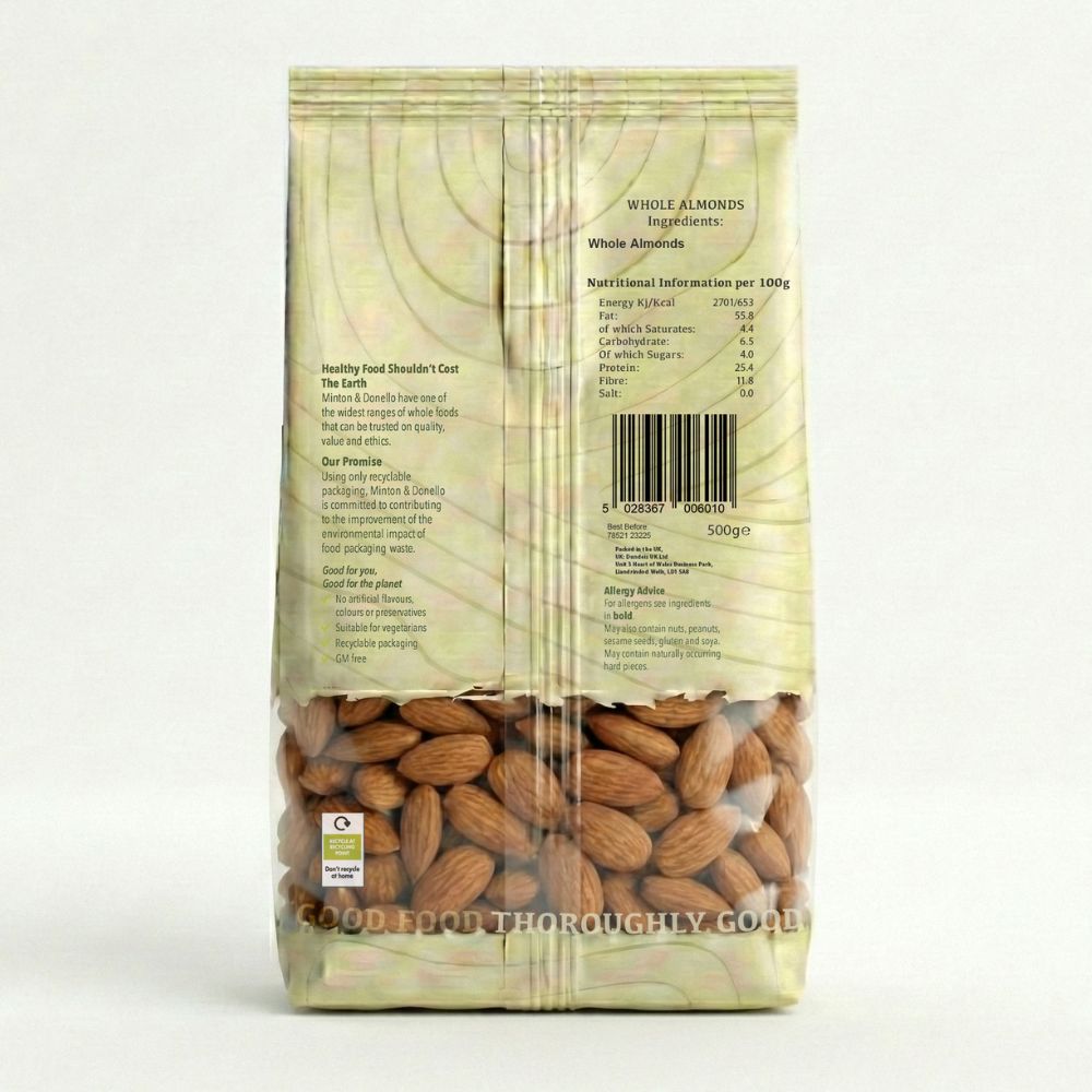 Minton & Donello Whole Almonds 6 x 500g