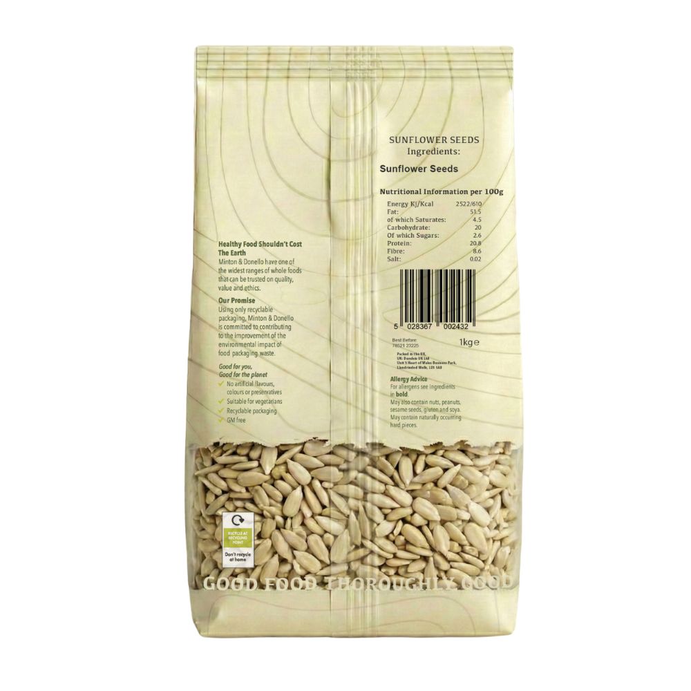 Minton & Donello Sunflower Seeds 6 x 1Kg