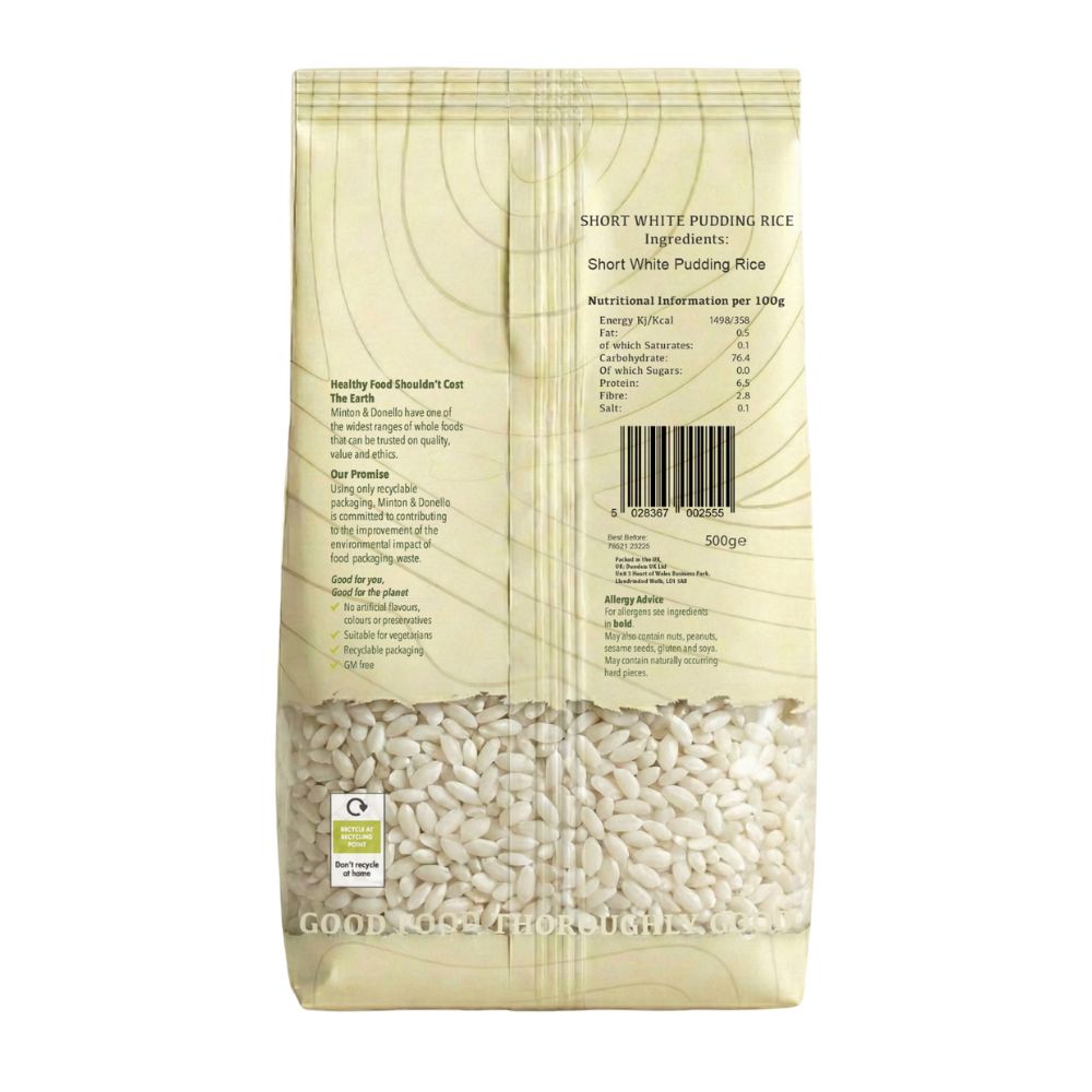 Minton & Donello Short White Pudding Rice 6 x 500g