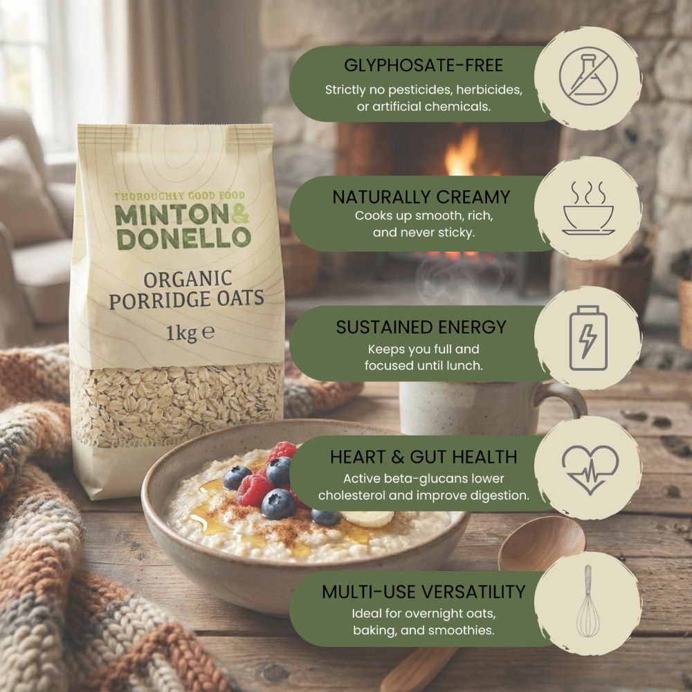 Minton & Donello Organic Porridge Oats 6 x 1Kg
