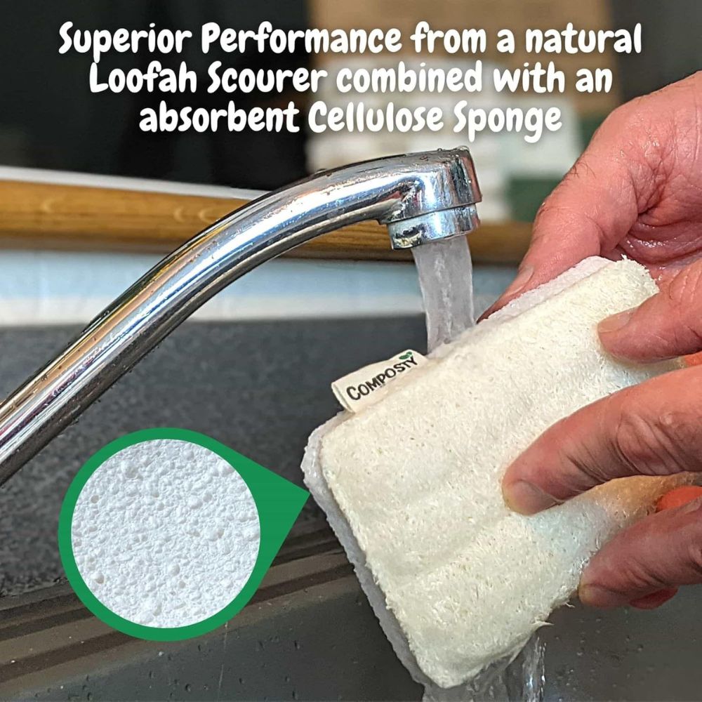 Composty Loofah All-in-One Plastic Free Dish Sponges 6 Pack