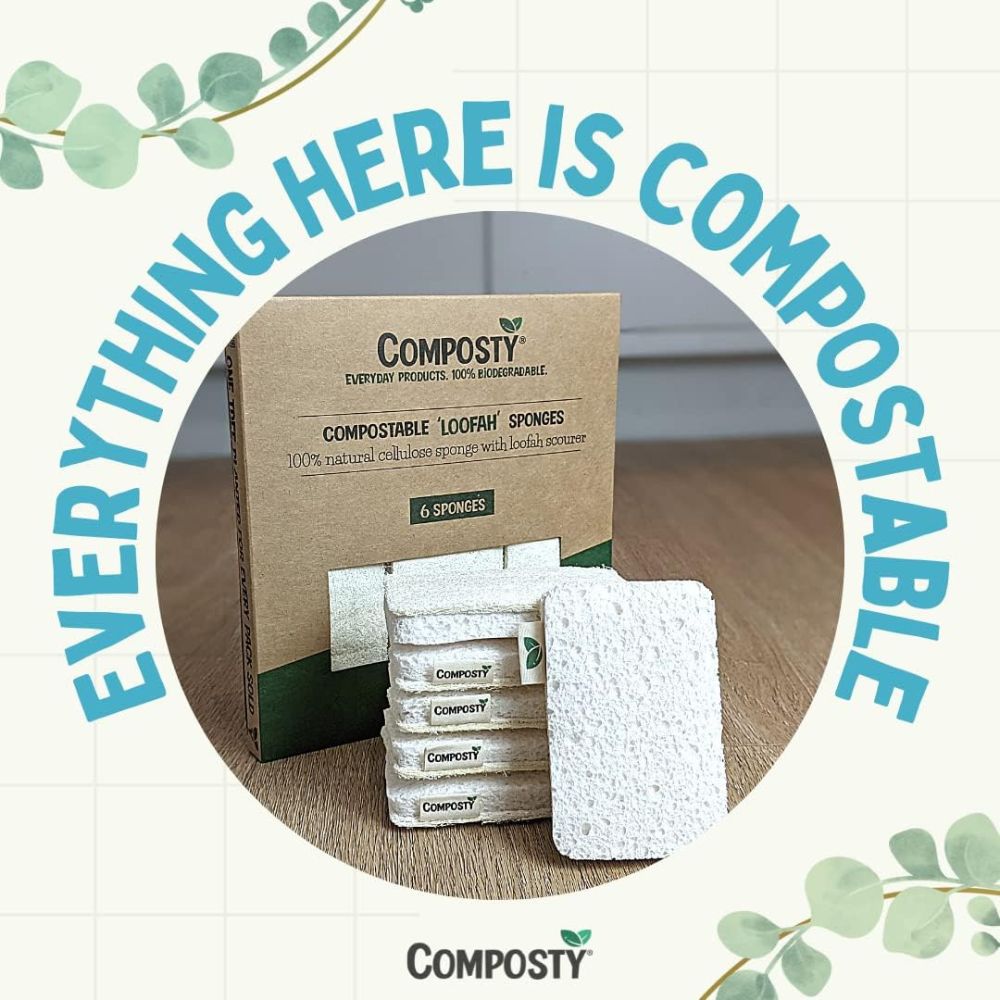 Composty Loofah All-in-One Plastic Free Dish Sponges 6 Pack