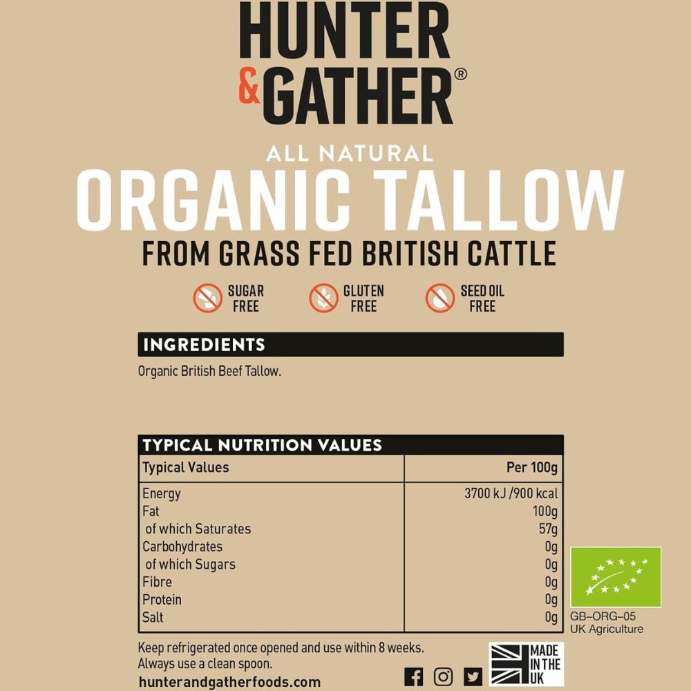 Hunter & Gather Organic British Grass-Fed Beef Tallow 300g