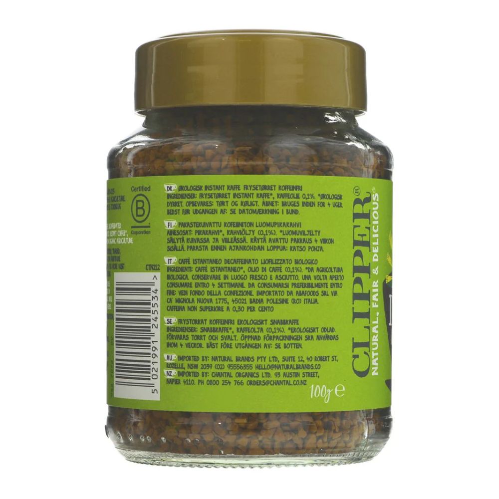 Clipper Fairtrade Super Special Decaf Organic Arabica Instant Coffee 100g