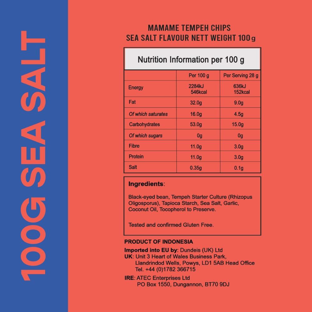 Mamame Sea Salt Tempeh Chips 12 x 50g