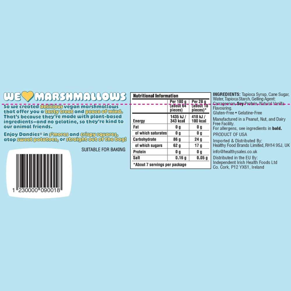 Dandies Mini Vanilla Vegan Marshmallows 200g