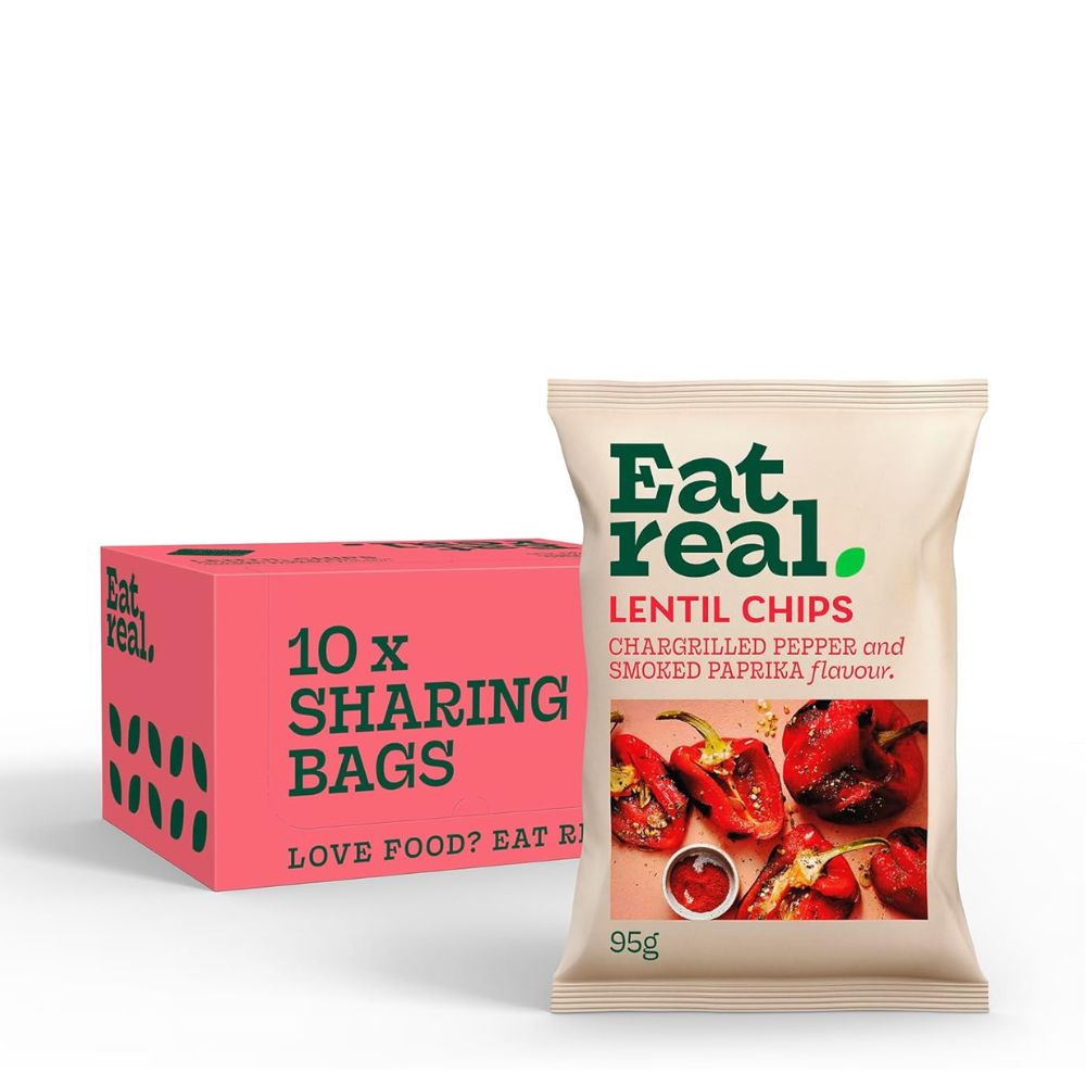 Eat Real Lentil Chips Chargrilled Red Pepper 10 x 95g