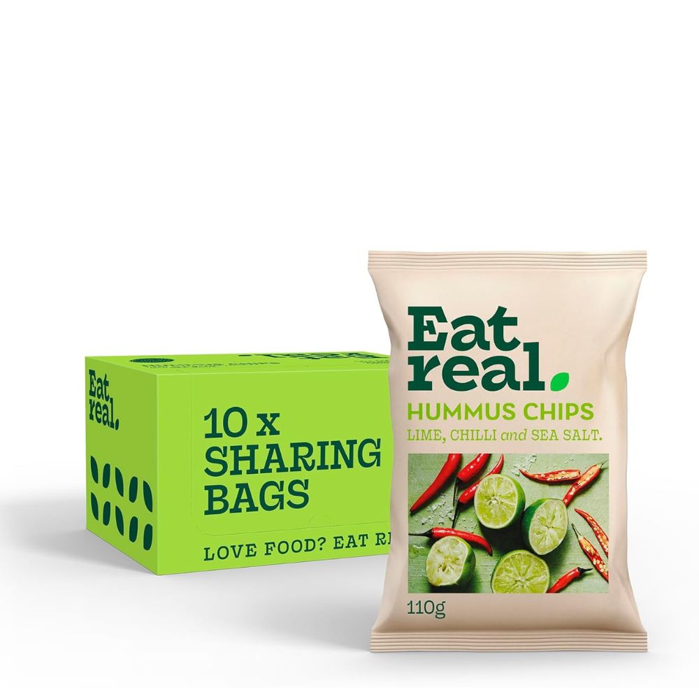 Eat Real Hummus Chips Chilli Lime & Sea Salt 10 x 110g