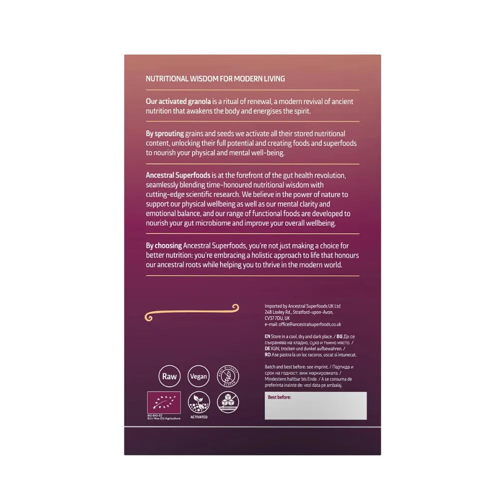 Ancestral Superfoods Activated Granola Carob & Dried Fig 250g