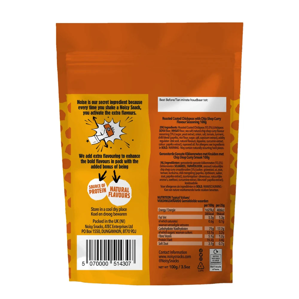 Noisy Snacks Coated Chickpeas Chip Shop Curry 7 x 100g